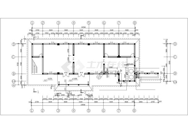 某休闲山庄1600平米2层框架结构休闲餐厅建筑设计CAD图纸-图二