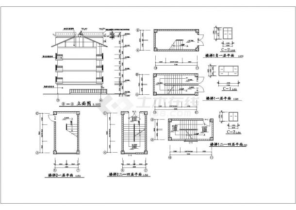 2300平米四层框架结构商业综合楼全套建筑设计CAD图纸-图一