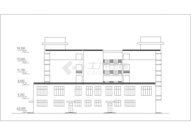 某学校1.1万平米五层框架结构餐厅宿舍一体楼平立剖面设计CAD图纸-图一