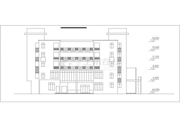 某学校1.1万平米五层框架结构餐厅宿舍一体楼平立剖面设计CAD图纸-图二