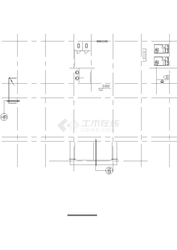 某市政单位占地380平米3层砌体结构办公楼建筑设计CAD图纸-图一