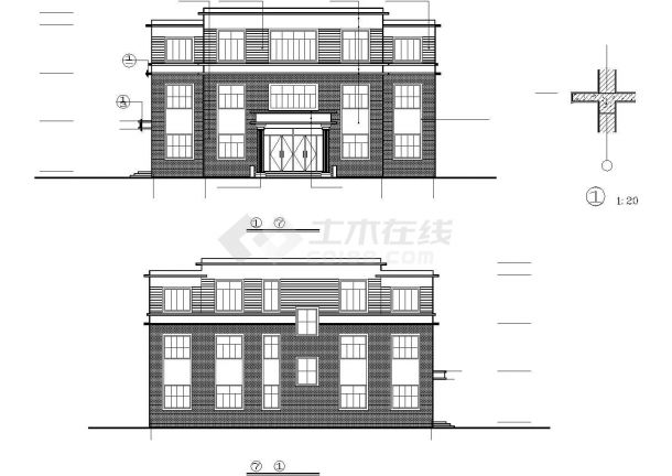 某市政单位占地380平米3层砌体结构办公楼建筑设计CAD图纸-图二