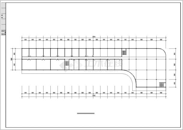 天津市某大学1800平米3层框架结构美食街平立剖设计CAD图纸-图一