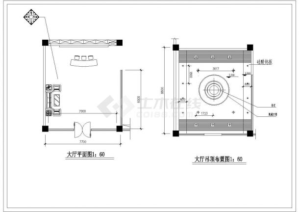 上海某科技公司850平米办公室全套装修施工设计CAD图纸-图一