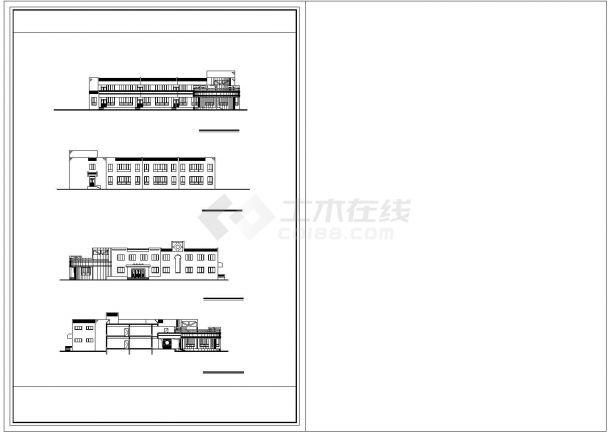 苏州市某大学附属幼儿园2层框架结构教学楼平立面设计CAD图纸-图二
