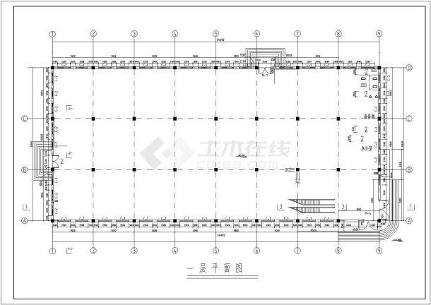 南京市某商业街8500平米4层框架结构百货商场平立剖面设计CAD图纸-图一