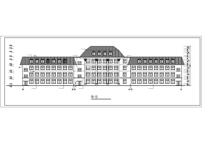 沈阳市某市政单位3900平米4+1层框架结构办公楼平立剖面设计CAD图纸_图1