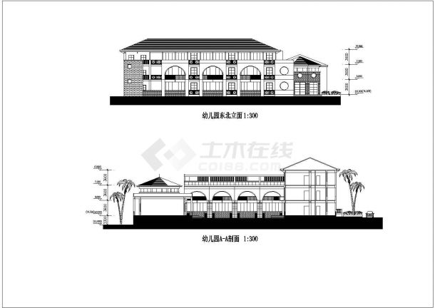 某地幼儿园建筑设计方案CAD图纸（共6张）-图二