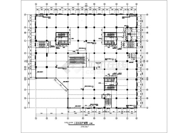 1.8万平米五层框架结构百货商场全套平面设计CAD图纸-图二