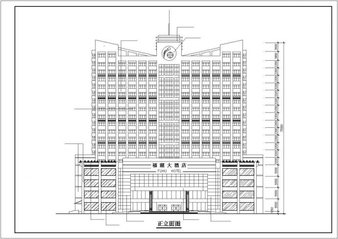 某商业街1.4万平米20层框架结构商务宾馆全套平立剖面设计CAD图纸_图1