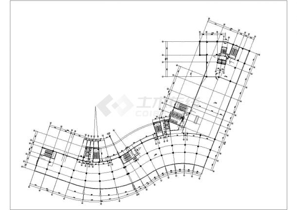 某大型6层框架结构商住楼全套平立剖面设计CAD图纸（1-4层商用）-图二