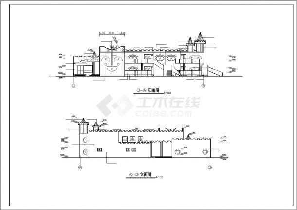 重庆某大学附属幼儿园1300平双层砖混结构教学楼全套建筑设计CAD图纸-图一