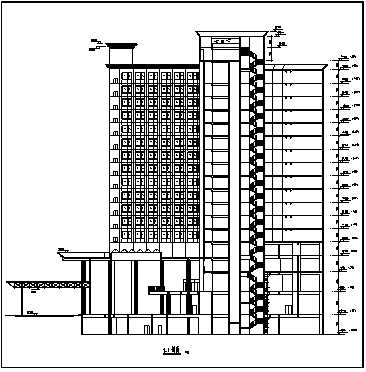 某市十六层带地下室高档酒店办公综合楼建筑施工cad图_图1