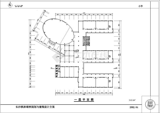 长沙某地小学建筑设计CAD图纸-图一