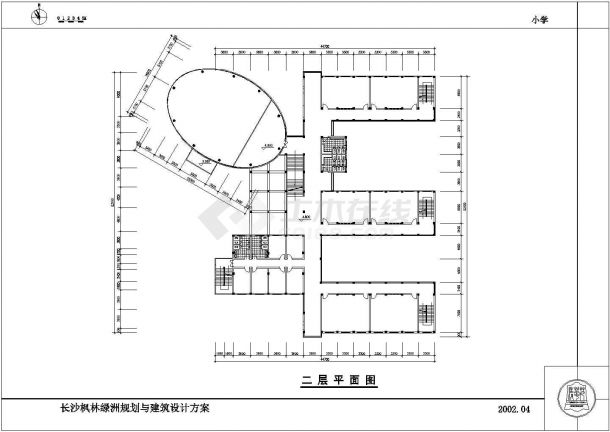 长沙某地小学建筑设计CAD图纸-图二