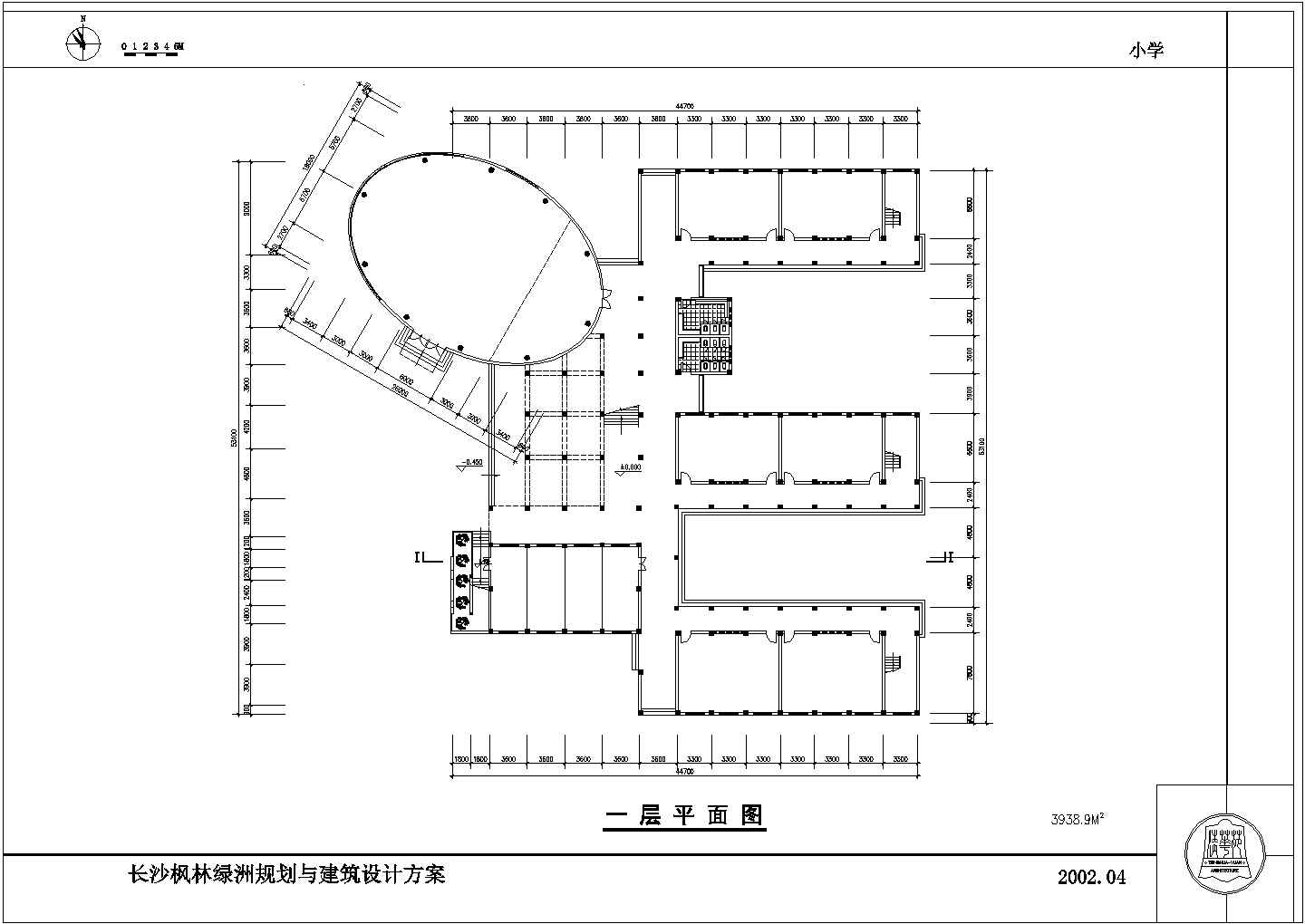 长沙某地小学建筑设计CAD图纸