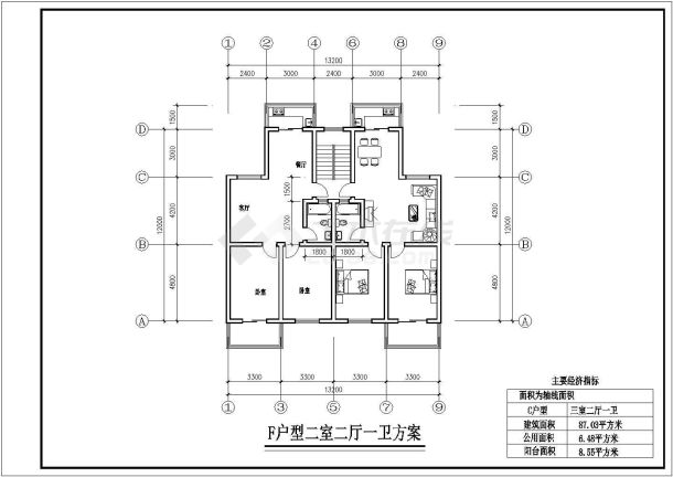 某多套高层住宅户型CAD设计大样方案-图二