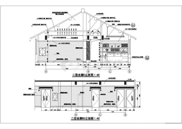 2层住宅小区会所经典中式餐厅装修设计施工图-图二