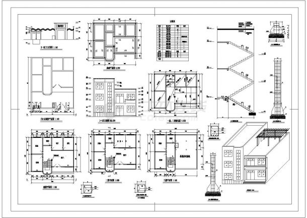 某自由住宅楼CAD设计完整图纸-图一