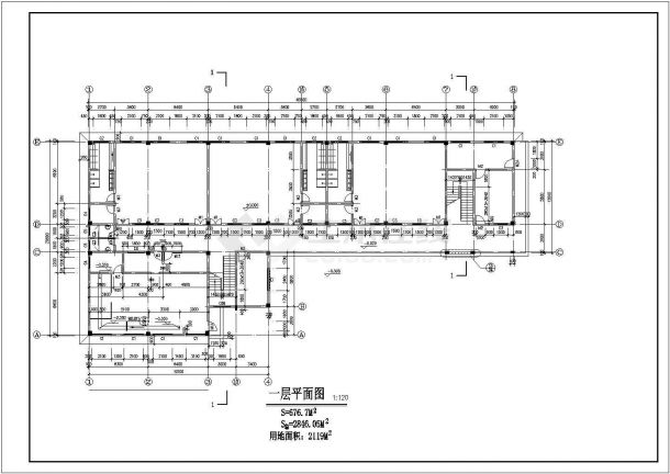 漳州市某街道2850平米4层框架结构高档幼儿园平立面设计CAD图纸-图二