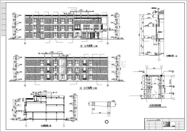 深圳市某高校附属幼儿园3层框架结构教学楼建筑设计CAD图纸-图二