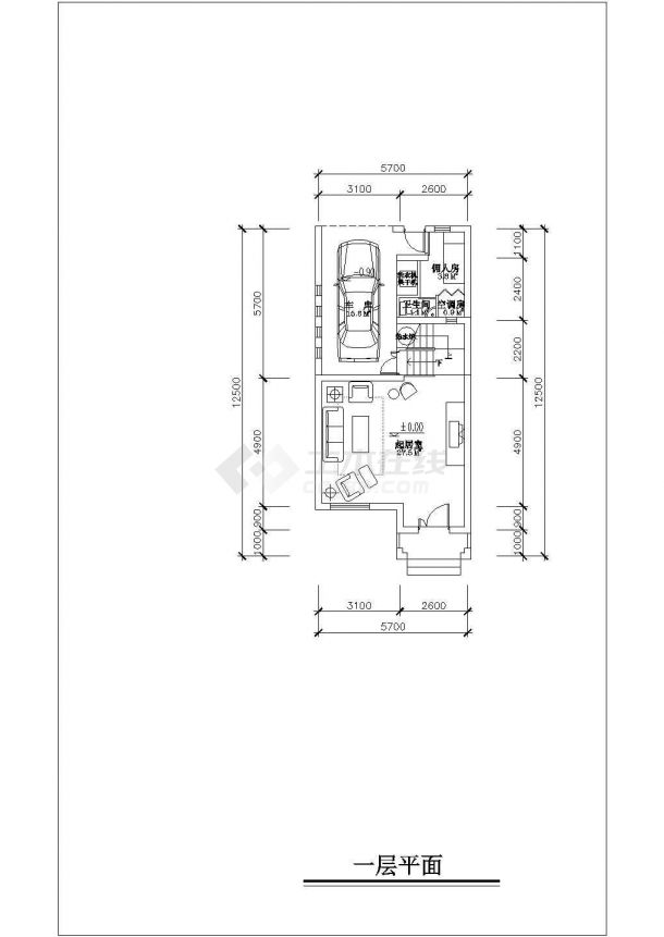 某带夹层联排别墅户型方案设计CAD图纸-图一