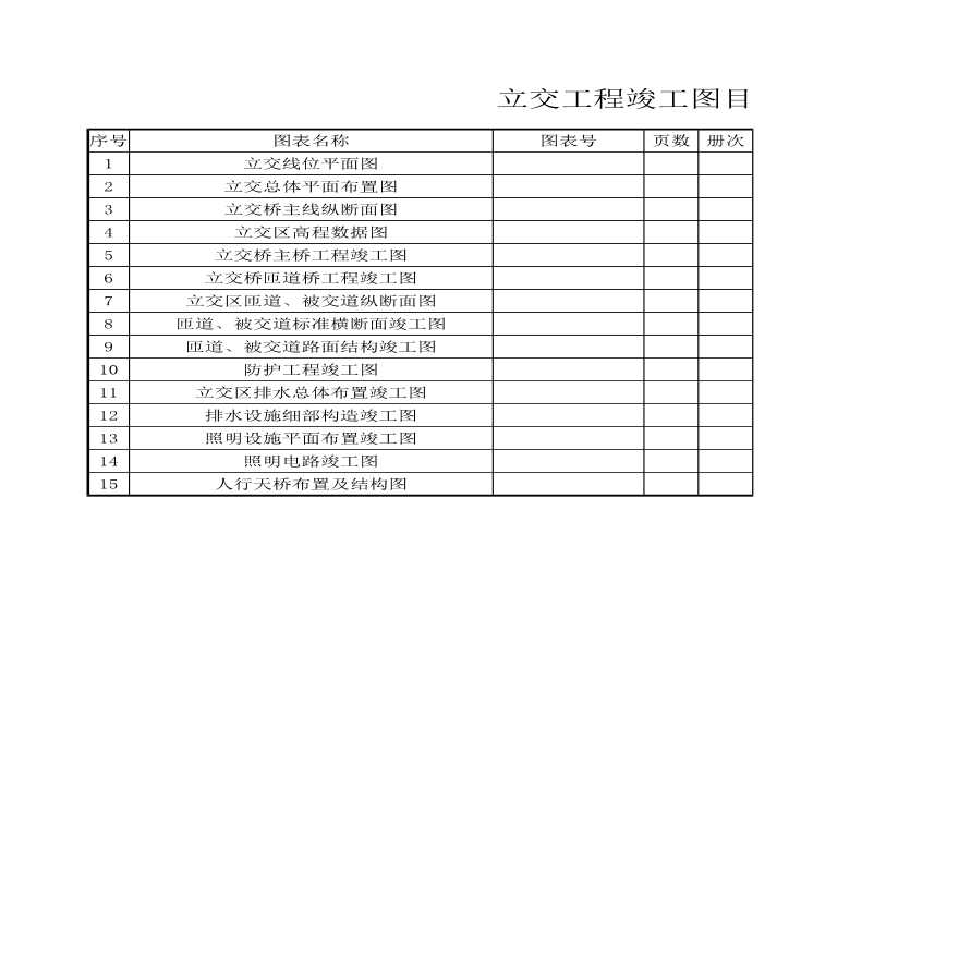 某立交工程竣工图目录-图一