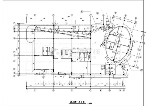 深圳市中翠花园小区1700平米3层框架结构社区幼儿园建筑设计CAD图纸-图一