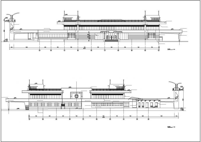 某小区业主会所12-2立面建筑设计CAD方案图_图1
