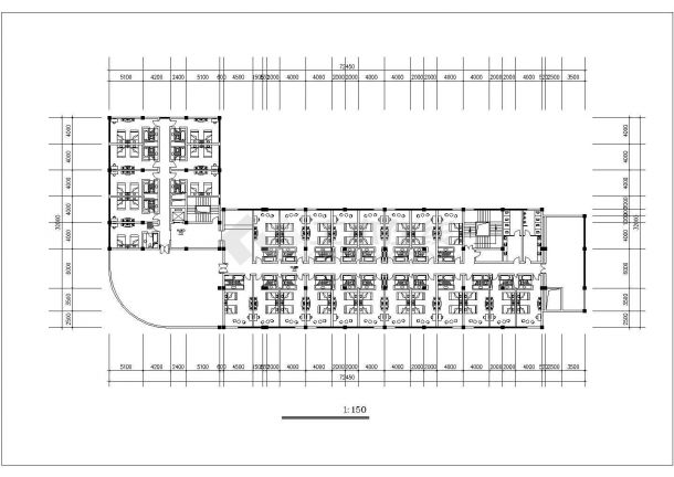 扬州市某商业街5800平米9层混合结构商务大酒店平立剖面设计CAD图纸-图一