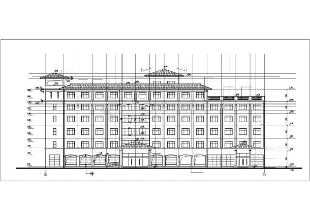 6400平米左右六层框架结构商务大酒店全套建筑设计CAD图纸-图一