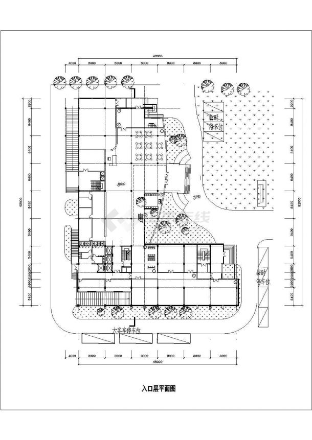 长春市某商业街1.3万平米21层商务大酒店全套平面设计CAD图纸-图一