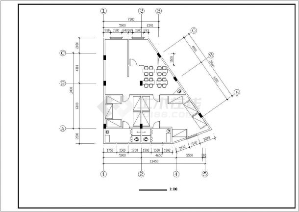 2100平米平米8层框架结构商务旅馆平面设计CAD图纸-图一