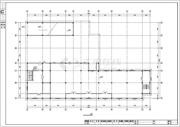 5900平米7层框架结构商务宾馆平立剖面设计CAD图纸-图一