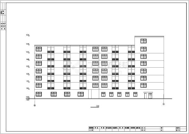 5900平米7层框架结构商务宾馆平立剖面设计CAD图纸-图二