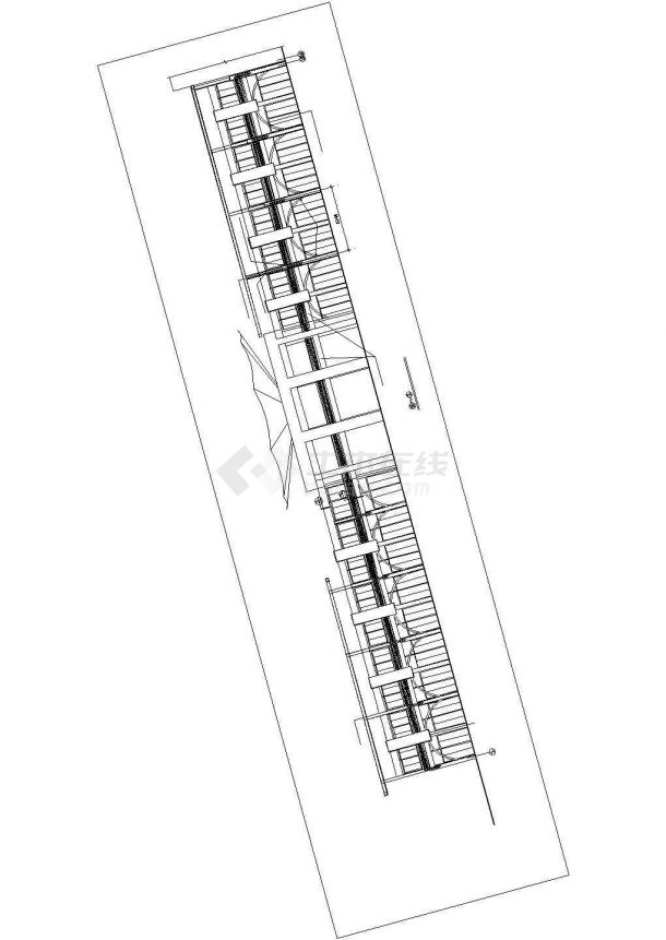 1800平米左右2层框架结构步行街平立剖面设计CAD图纸-图一