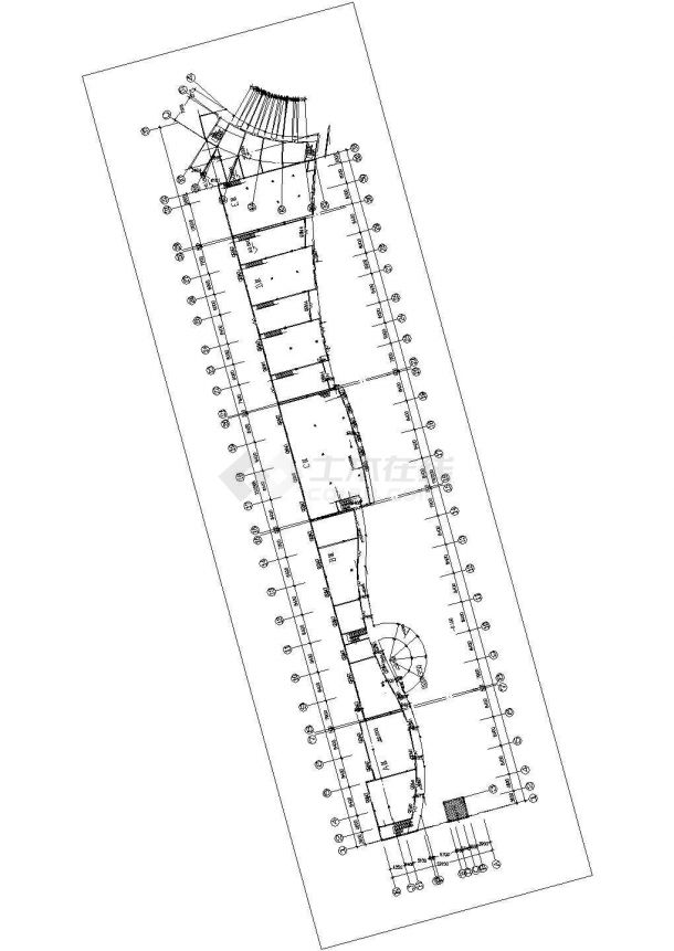 1800平米左右2层框架结构步行街平立剖面设计CAD图纸-图二
