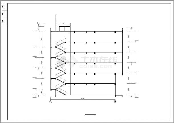 2500平米左右6层框架结构高档大饭店平立剖面设计CAD图纸-图一
