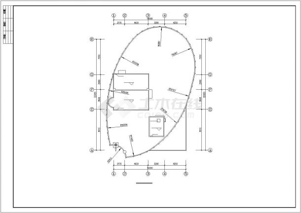 2500平米左右6层框架结构高档大饭店平立剖面设计CAD图纸-图二