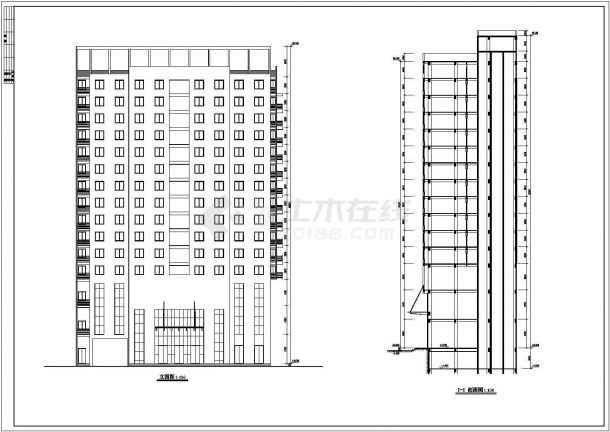 北京某1.2万平米左右3层框架结构百货商场平立剖面设计CAD图纸-图一