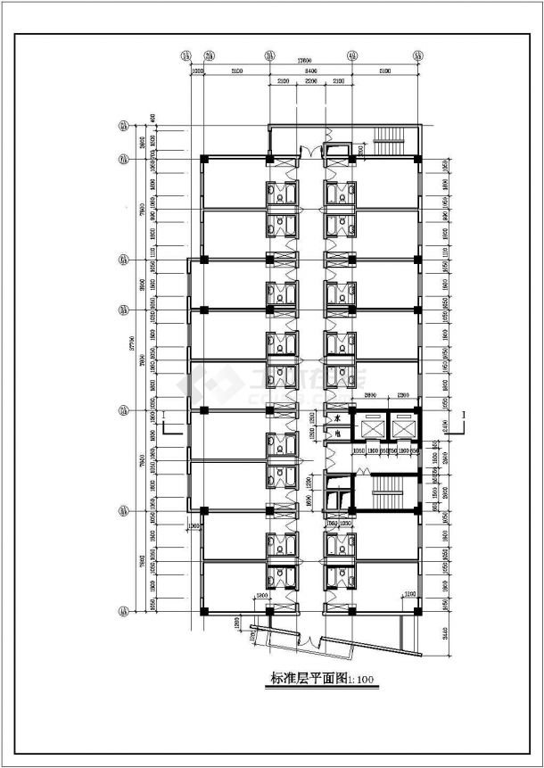 北京某1.2万平米左右3层框架结构百货商场平立剖面设计CAD图纸-图二