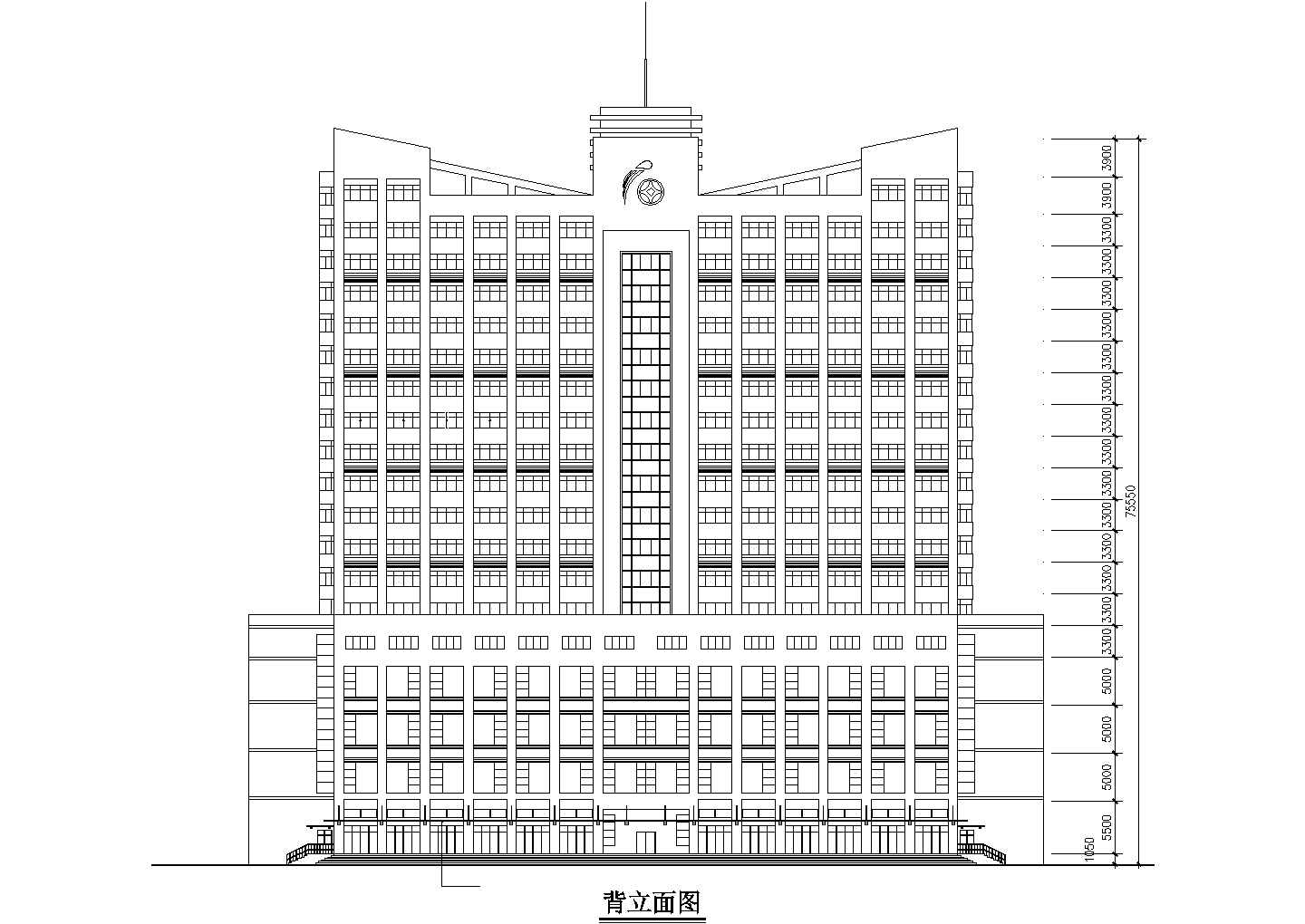 某商业街1.4万平米20层框架结构商务大酒店平立面设计CAD图纸