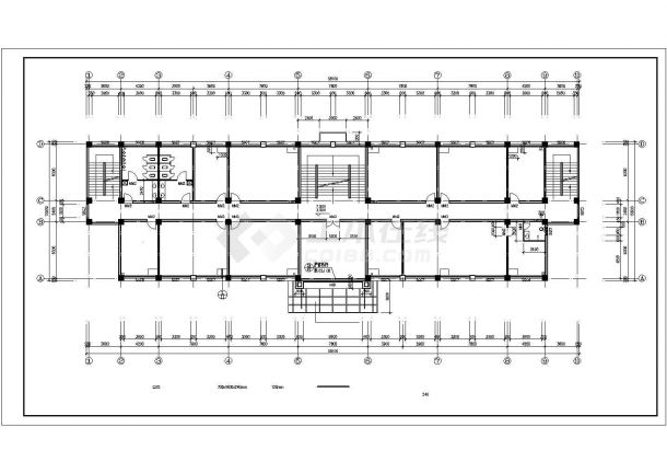 沈阳某工业区3260平米4层框架结构办公楼建筑设计CAD图纸-图二