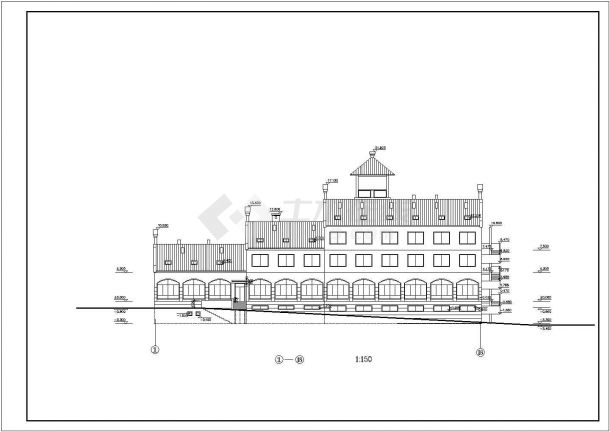 4层框混结构休闲民宿酒店平立剖面设计CAD图纸（含阁楼和地下室）-图一