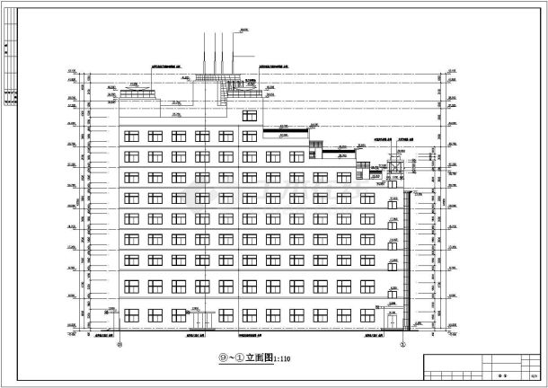 1.1万平米左右9层框架结构商务酒店全套建筑设计CAD图纸-图一