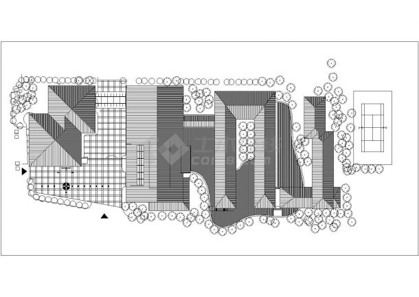 1200平米2层框混结构休闲民宿酒店全套平面设计CAD图纸-图一