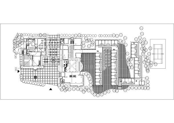 1200平米2层框混结构休闲民宿酒店全套平面设计CAD图纸-图二