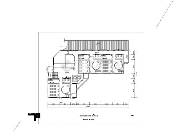 滁州市某街道2300平米3层框混结构社区幼儿园平立面设计CAD图纸-图一