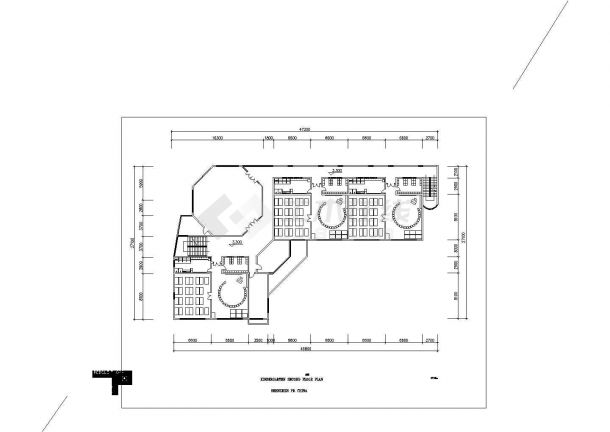 滁州市某街道2300平米3层框混结构社区幼儿园平立面设计CAD图纸-图二