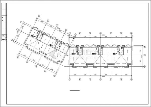 3900平米6层框混结构临街商住楼平立剖面设计CAD图纸（底层商铺）-图二